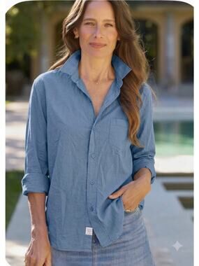 Frank & Eileen Eileen Relaxed Button Up Shirt in Blue S